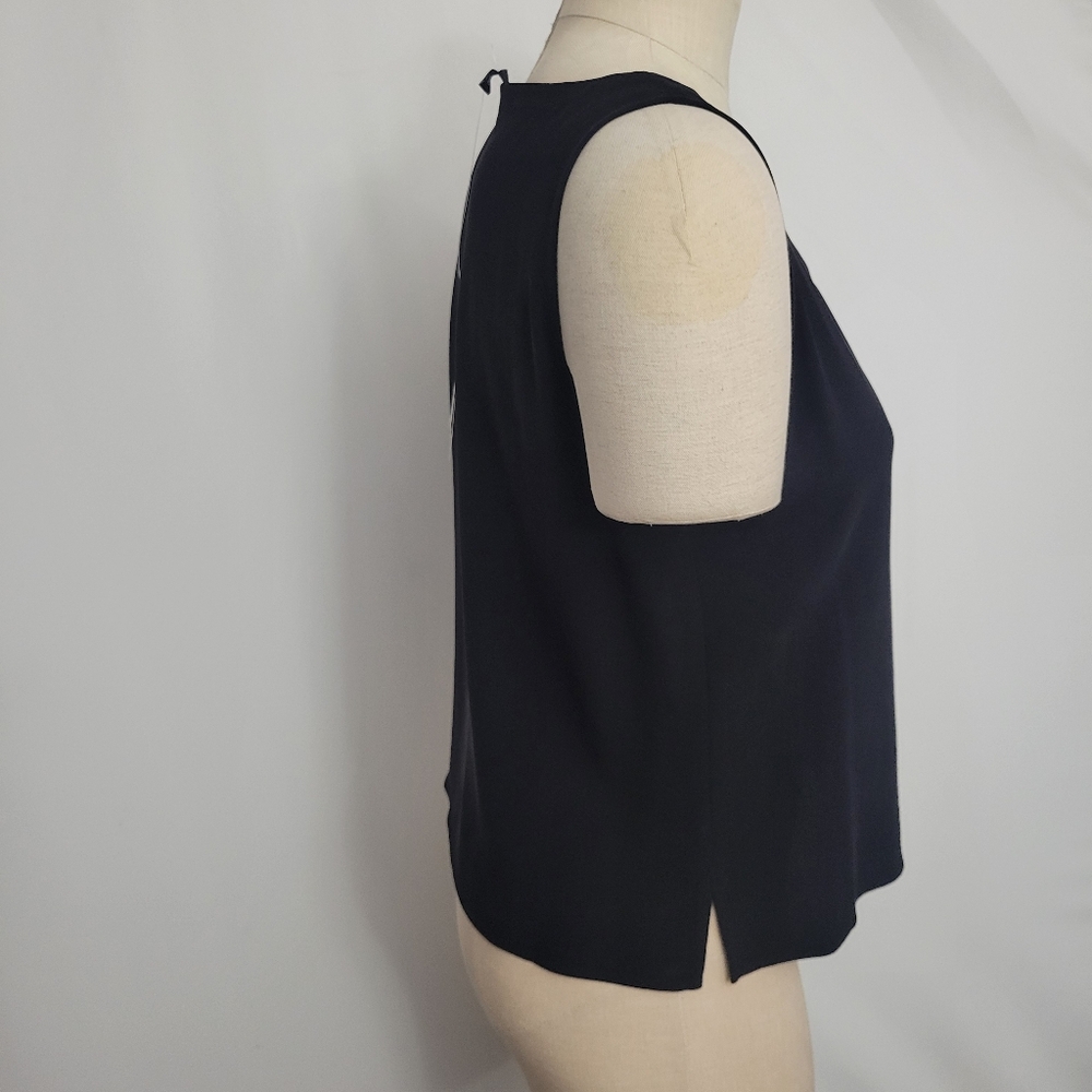 NWT Eileen Fisher $128 Silk Georgette Crepe Shell Black Size Petite Small - Picture 3 of 10